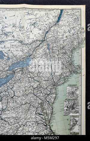 1877 Petermann Mittheilungen mappa degli Stati Uniti, il mid-atlantico e il New England membri Foto Stock