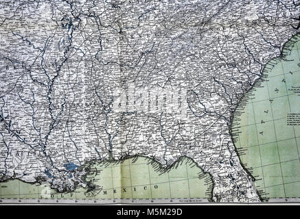 1877 Petermann Mittheilungen Mappa meridionale degli Stati Uniti Foto Stock