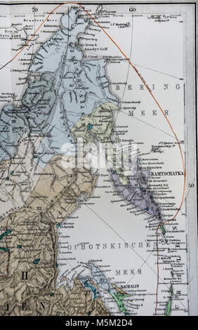 1877 Petermann Mittheilungen mappa - Mappa etnografico - razze umane della Russia Siberia Asia Foto Stock
