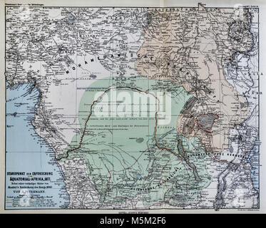 1877 Petermann Mittheilungen mappa dell Africa equatoriale Foto Stock