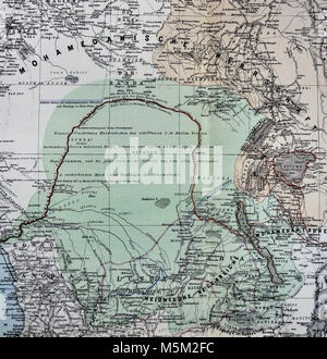 1877 Petermann Mittheilungen mappa dell Africa equatoriale Foto Stock