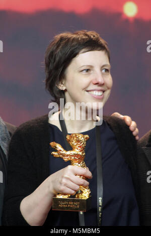 Berlino, Germania. Il 24 febbraio, 2018. Vincitore sessantottesima Berlinale, Golden Bear, Goldener Bär il miglior film: "Touch Me non' da Adina Pintilie , Berlino, Germania. Il 24 febbraio, 2018. Conferenza stampa presso il Grand Hyatt Hotel di Berlino/Germania per "dalla 68Berlinale, dotate di: Adina Pintilie, "Crediti: T.O.Pictures / Alamy Live News" Foto Stock