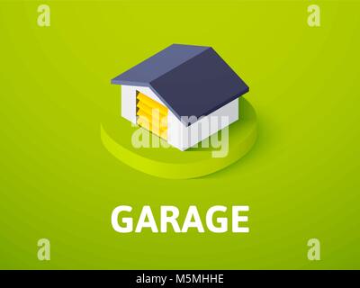 Garage icona isometrica, isolata su uno sfondo colorato Illustrazione Vettoriale