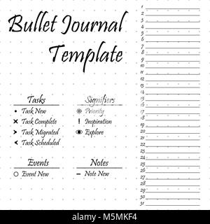 Bullet ufficiale modello. Semplice carta task tracker Illustrazione Vettoriale