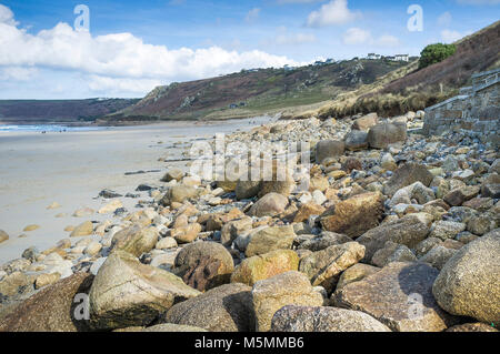 Spiaggia di Sennen Cove in Cornovaglia. Foto Stock