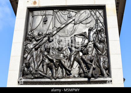 Inghilterra si aspetta che ogni uomo farà il suo dovere ammiraglio Nelson, Lord Nelson preventivo su Nelson's Colonna, Trafalgar Square, London, Regno Unito Foto Stock