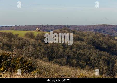 Vista la follia a Uppark House dal South Downs Way South Downs National Park West Sussex Foto Stock