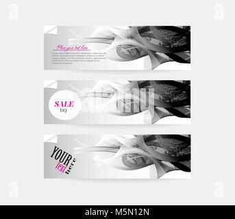 Banner astratto nero-bianco Illustrazione Vettoriale