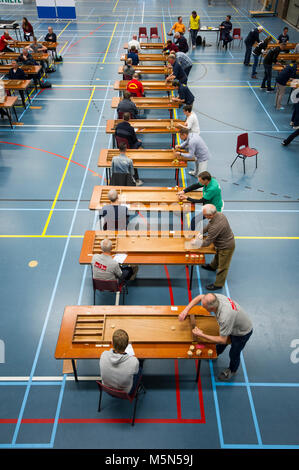 I Paesi Bassi. Barneveld. 15-04-2017. Campionato olandese shuffleboards. Foto Stock