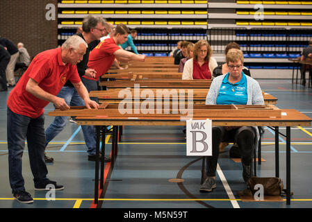 I Paesi Bassi. Barneveld. 15-04-2017. Campionato olandese shuffleboards Foto Stock