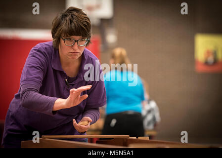 I Paesi Bassi. Barneveld. 15-04-2017. Campionato olandese shuffleboards Foto Stock