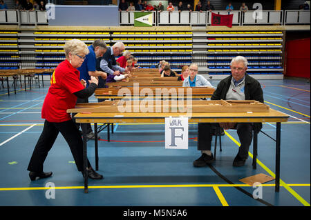 I Paesi Bassi. Barneveld. 15-04-2017. Campionato olandese shuffleboards Foto Stock