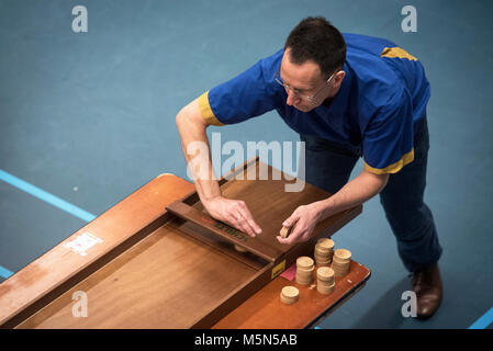 I Paesi Bassi. Barneveld. 15-04-2017. Campionato olandese shuffleboards Foto Stock