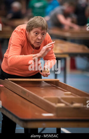 I Paesi Bassi. Barneveld. 15-04-2017. Campionato olandese shuffleboards Foto Stock