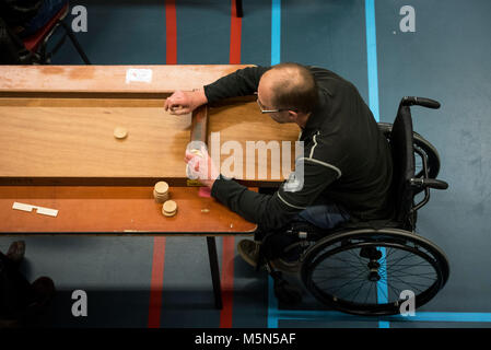 I Paesi Bassi. Barneveld. 15-04-2017. Campionato olandese shuffleboards Foto Stock