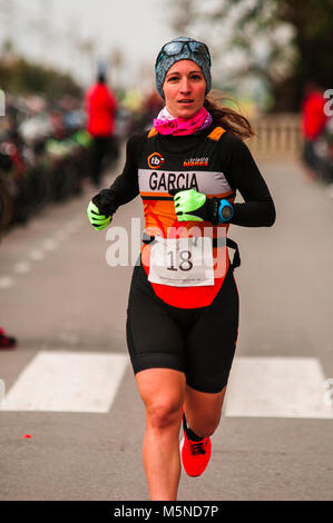 Duathlon, sport, concorrenza, Pineda de Mar, la Catalogna Foto Stock