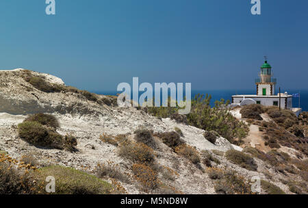 Imponente faro di Akrotiri. Santorini Grecia Foto Stock