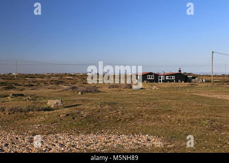 Residenze private a Dungeness, Kent, Inghilterra, Gran Bretagna, Regno Unito, Gran Bretagna, Europa Foto Stock