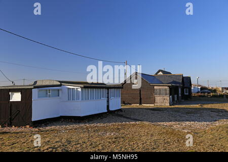 Residenze private a Dungeness, Kent, Inghilterra, Gran Bretagna, Regno Unito, Gran Bretagna, Europa Foto Stock