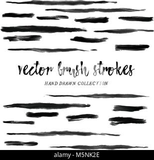 I tratti di pennello disegnati a mano, fatto a mano creative i tratti di pennello, pennello nero. Vernice spazzola di raccolta Strokes. Cosa lunghi tratti fatti a mano Illustrazione Vettoriale