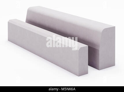 Cordolo su sfondo bianco. Il rendering 3D Foto Stock