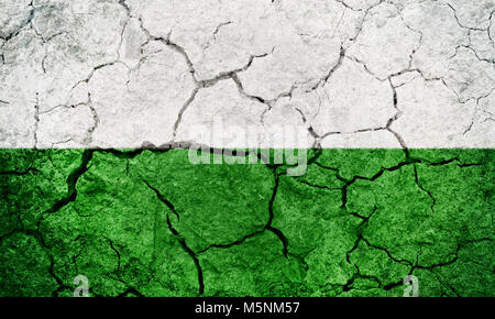 La Stiria, Stato austriaco bandiera sulla terra arida terra sfondo texture Foto Stock