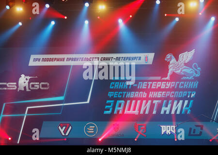 San Pietroburgo, Russia - 22 Febbraio 2018: cerimonia di apertura di San Pietroburgo Cyber-Sport Festival. Evento Principale del festival è il Counter-Strike: Foto Stock