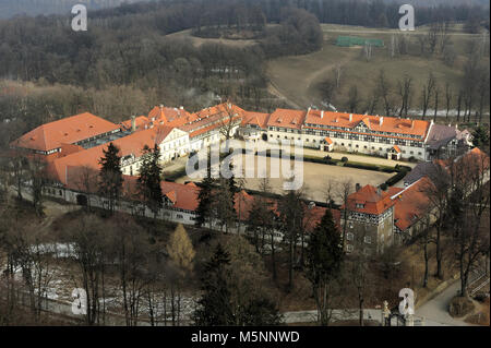 Walbrzych, Polonia, il castello di Ksiaz, zamek Ksiaz, Ksiaz, Polska, Polonia, dolny slask, Bassa Slesia, aero, aria, stagione, paesaggistico, storico, Foto Stock