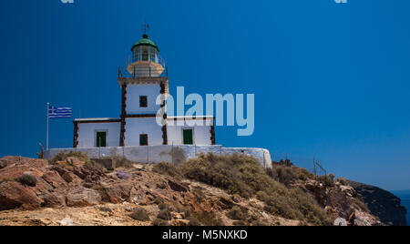 Imponente faro di Akrotiri. Santorini Grecia Foto Stock