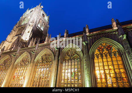 Tongeren Basilica di notte. Tongeren, la Vallonia, Belgio. Foto Stock