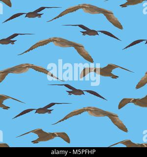 Gli uccelli Gabbiani Seamless Illustrazione Vettoriale