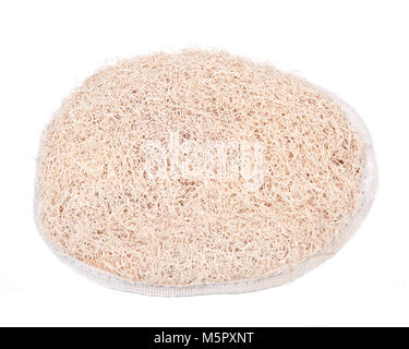 Luffa corpo bagno spugna scrubber isolati su sfondo bianco Foto Stock