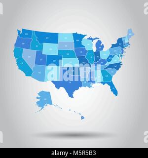 USA icona della mappa. Cartografia di Business concetto Stati Uniti d'America pittogramma. Illustrazione Vettoriale su sfondo bianco. Illustrazione Vettoriale