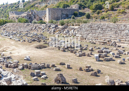 Il vecchio stadio della città antica di Perge in Turchia a Antalya. Foto Stock