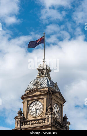 Torre dell Orologio in cima all'epoca vittoriana Raliway centrale stazione di Brisbane, Queensland, Australia Foto Stock