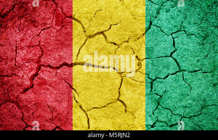 Repubblica di Guinea bandiera sulla terra arida terra sfondo texture Foto Stock