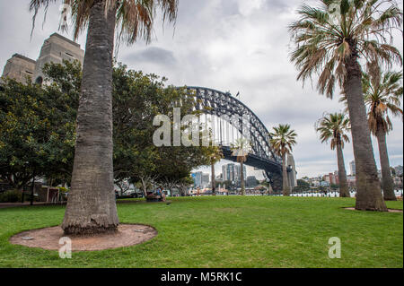 Vista del Ponte del Porto di Sydney dal punto Hickson riserva. Dawes Point. AUSTRALIA Foto Stock