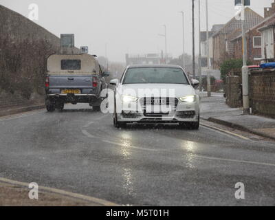 Sheerness, Kent, Regno Unito. 26 Febbraio, 2018. Regno Unito: Meteo la neve comincia a scendere nel Sheerness. Credito: James Bell/Alamy Live News Foto Stock