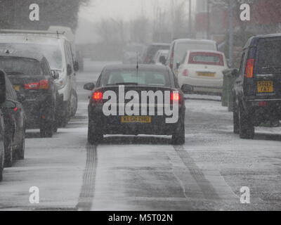 Sheerness, Kent, Regno Unito. 26 Febbraio, 2018. Regno Unito: Meteo la neve comincia a scendere nel Sheerness. Credito: James Bell/Alamy Live News Foto Stock