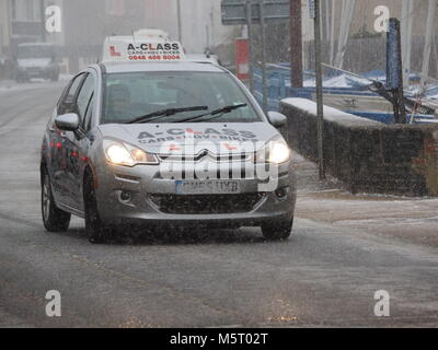 Sheerness, Kent, Regno Unito. 26 Febbraio, 2018. Regno Unito: Meteo la neve comincia a scendere nel Sheerness. Credito: James Bell/Alamy Live News Foto Stock