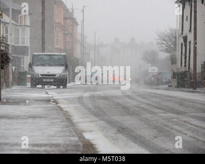 Sheerness, Kent, Regno Unito. 26 Febbraio, 2018. Regno Unito: Meteo la neve comincia a scendere nel Sheerness. Credito: James Bell/Alamy Live News Foto Stock