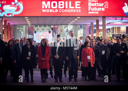 Barcellona, in Catalogna, Spagna. 26 Febbraio, 2018. Spagna il re Felipe vi assiste il giorno di apertura del Mobile World Congress 2018 a Barcellona. Credito: Jordi Boixareu/ZUMA filo/Alamy Live News Foto Stock