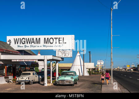 Il famoso Wigwam Motel lungo la strada 66 situato in Holbrook, Arizona. Foto Stock