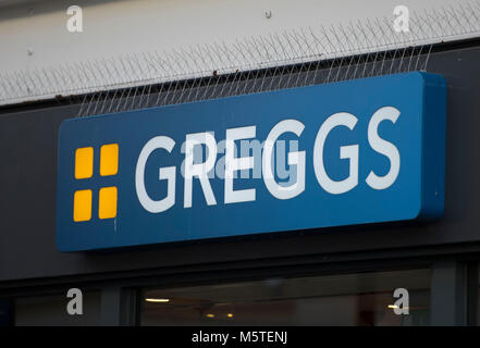 Greggs bakery sign logo. Foto Stock