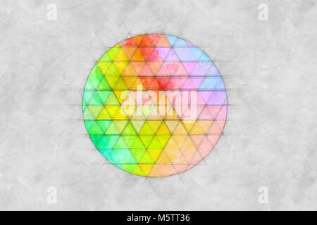 Abstract Cerchio di triangoli colorati schizzo Foto Stock