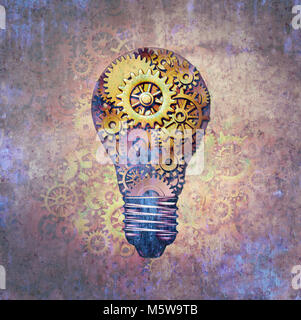 L'industria idea e il concetto di immaginazione di business come una innovazione aziendale metafora come astratta 3D'illustrazione. Foto Stock