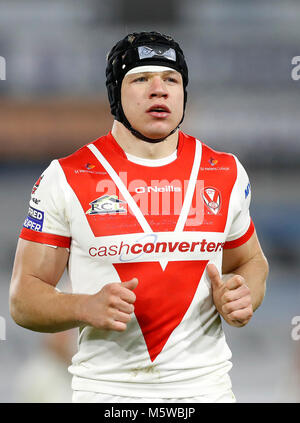 St Helens' Jonny Lomax in azione contro Huddersfield Giants', durante il Betfred Super League a John Smith's Stadium, Huddersfield. Foto Stock