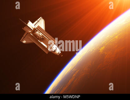 Space Shuttle dai raggi del sole Foto Stock