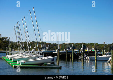 Gommoni Barche a vela usate per istruzioni ancorato nel Maryland Foto Stock