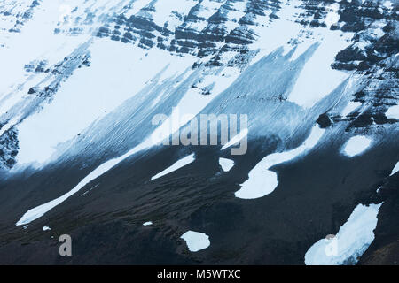 Neve e nebbia copriva Cordillera Paine; a est di Torres del Paine guglie; Parco Nazionale Torres del Paine; Cile Foto Stock